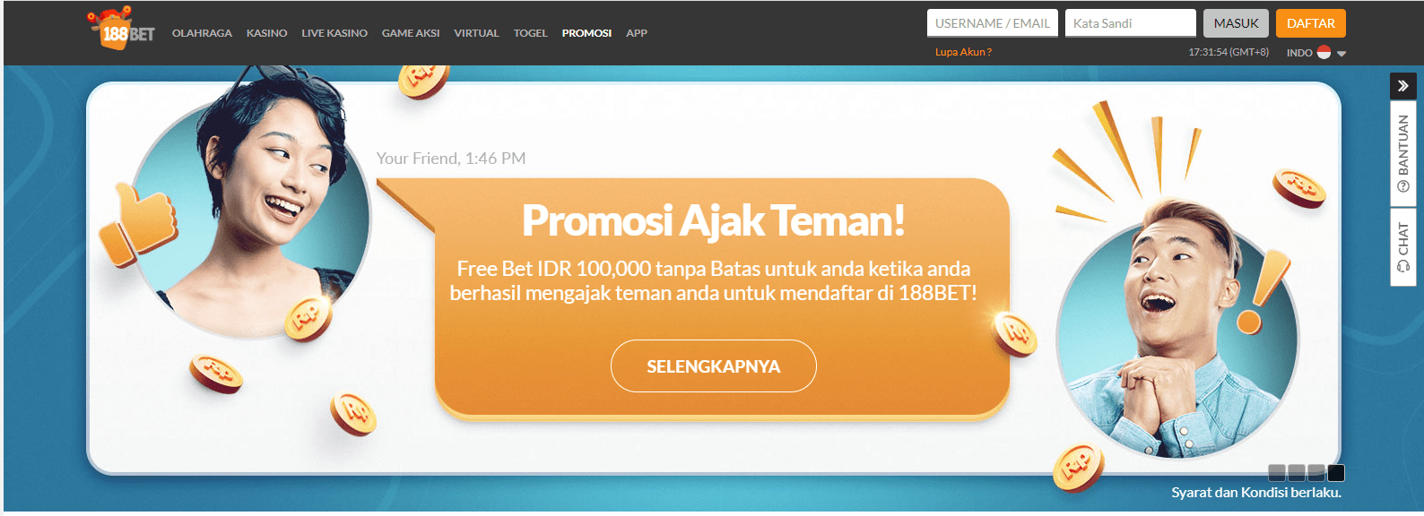 Freebet 100 Ribu: Ajak Teman-Teman Anda untuk Bermain di 188BET